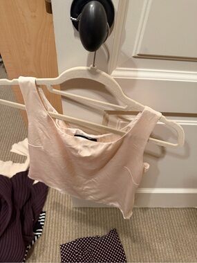Light Pink Satin Crop Tank Top - Unbranded
